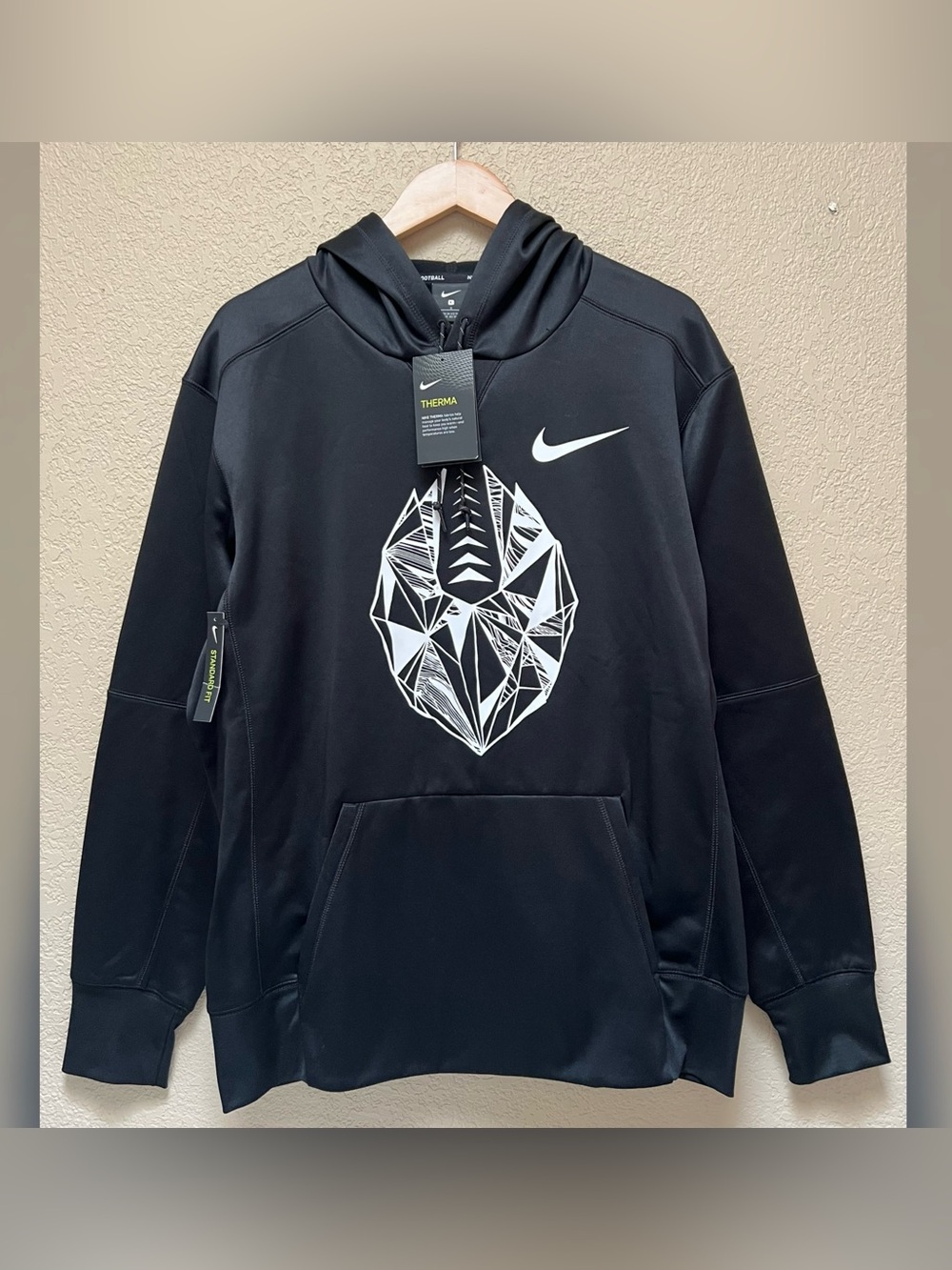 Nike Men’s Pullover Football Logo Hoodie Black Color Size- Large